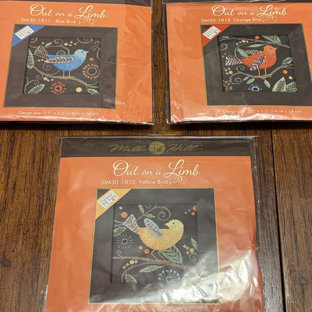 Vintage Mill Hill Debbie Mumm Out on a Limb Bird Beaded Cross Stitch Kits